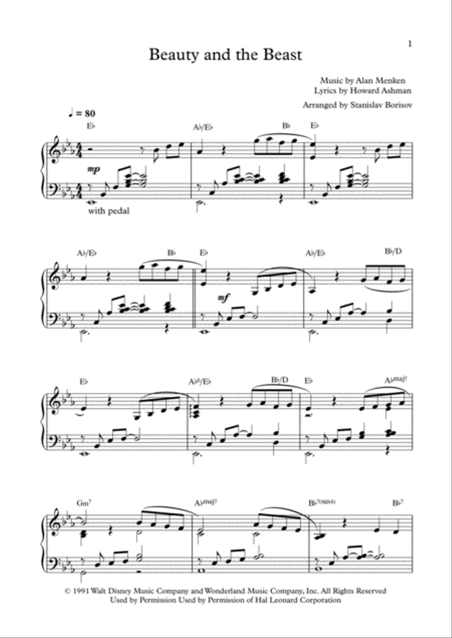 Beauty And The Beast Beauty And The Beast Piano Solo scores gallery preview page 1