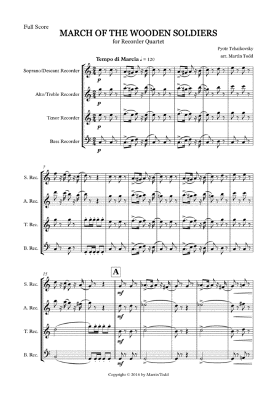 March of the Wooden Soldiers for Recorder Quartet Small Ensemble scores gallery preview page 2