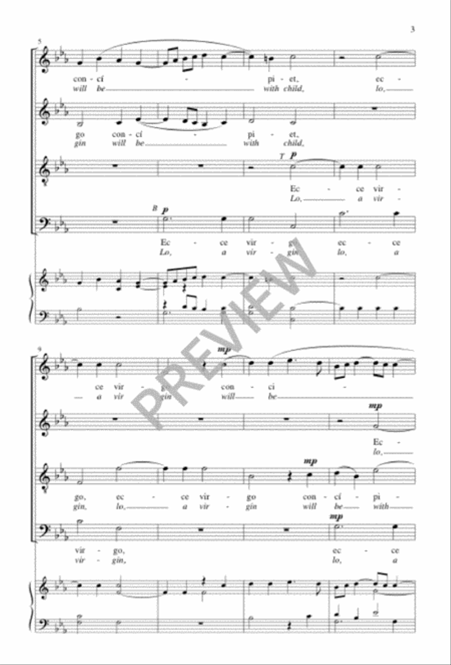 Ecce virgo concipiet 4-Part scores gallery preview page 3