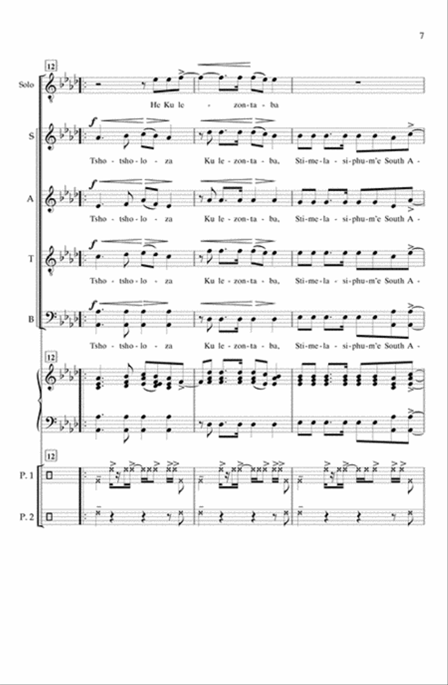 Tshotsholoza (SATB) Divisi scores gallery preview page 6