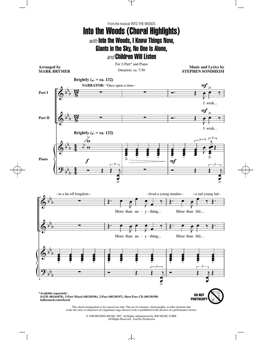 Into The Woods (Choral Highlights) 2-Part scores gallery preview page 1