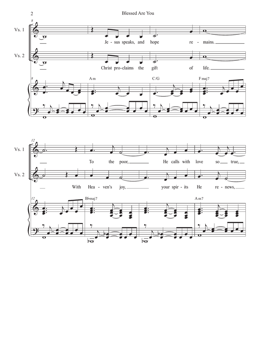 Blessed Are You (Duet for Soprano and Tenor solo) Blessed Are You (Duet for Soprano and Tenor solo) Tenor Voice scores gallery preview page 2