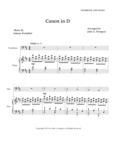 Canon in D (Trombone and Piano) image number null