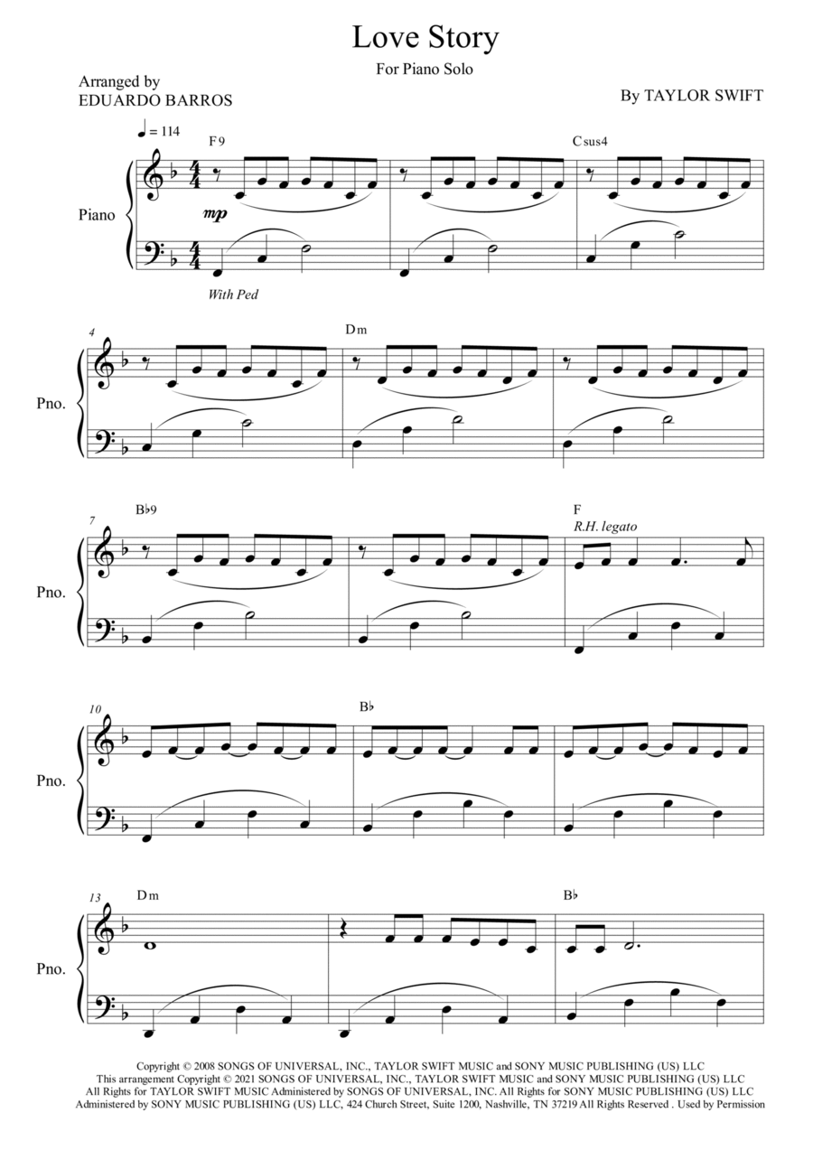 Love Story Piano Solo scores gallery preview page 1