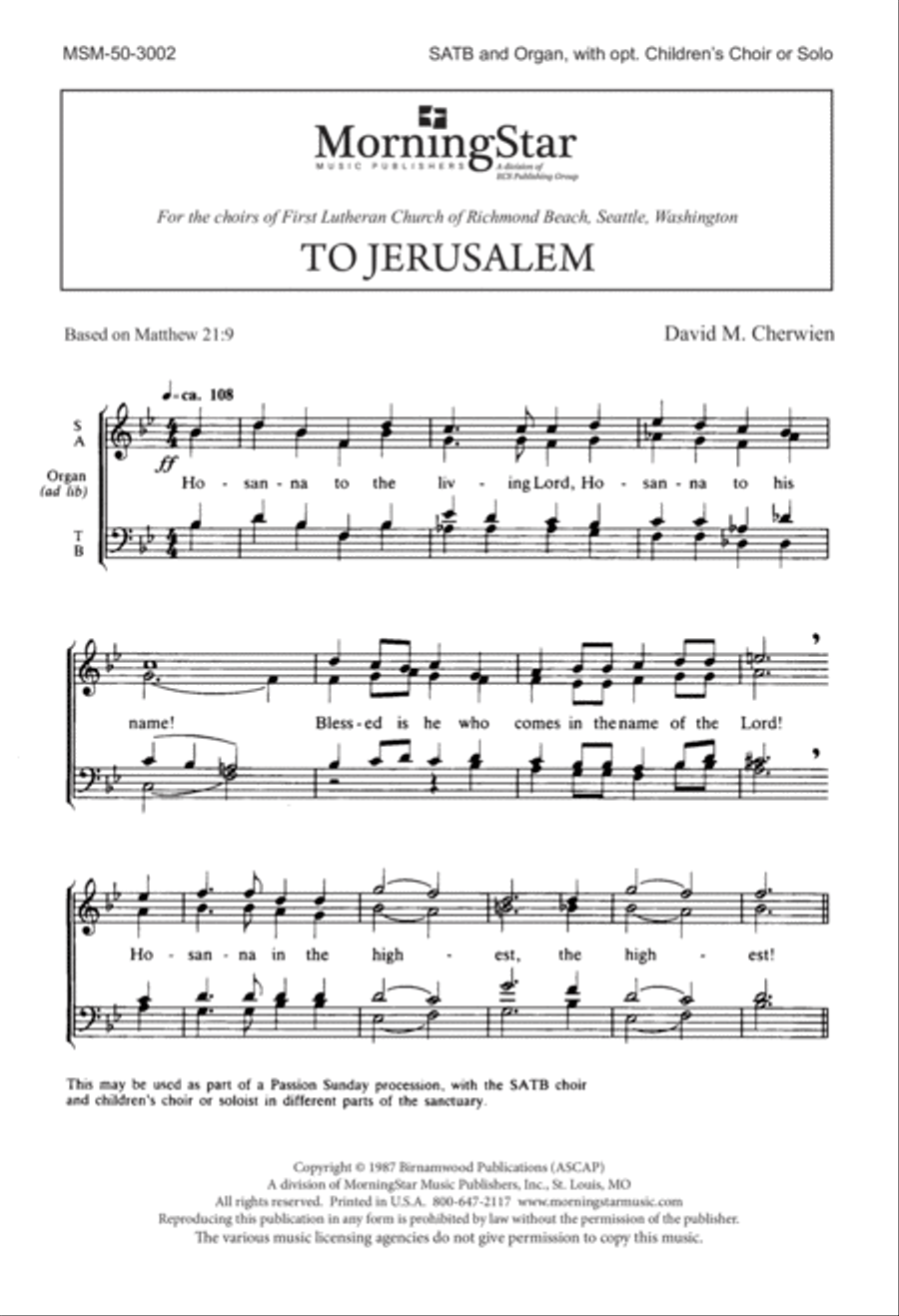 To Jerusalem 4-Part scores gallery preview page 2