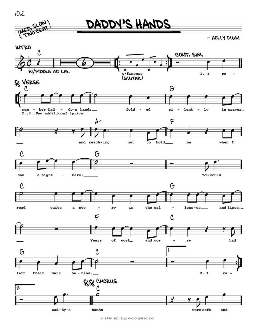 Daddy's Hands Voice scores gallery preview page 1
