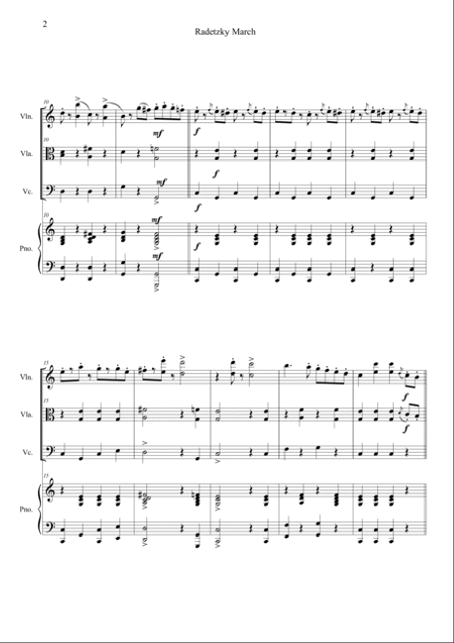 Radetzky Marsch in C Radetzky Marsch in C Piano Quartet scores gallery preview page 2