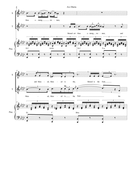Ave Maria (Duet for Soprano & Tenor Solo - English Lyrics - Medium Key) - Piano Accompaniment image number null