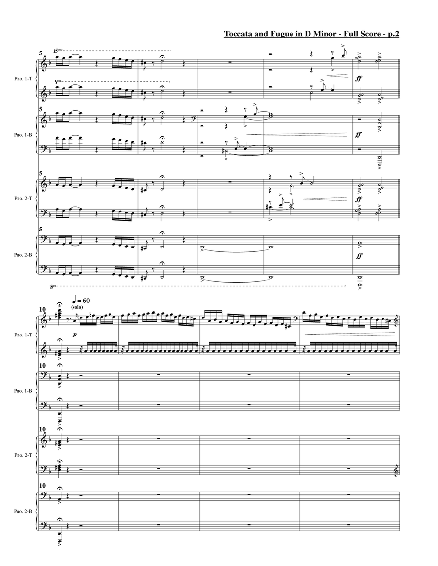 Toccata and Fugue in D Minor (Two Pianos, Eight Hands) image number null