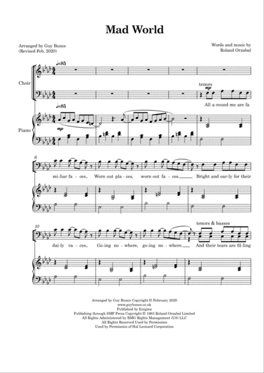 Mad World 4-Part scores gallery preview page 3