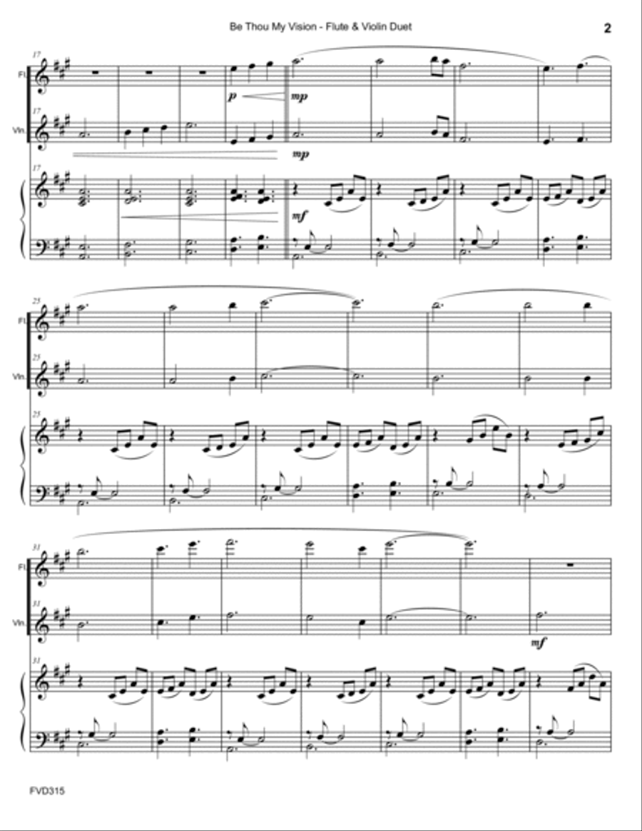 BE THOU MY VISION - FLUTE & VIOLIN with Piano Accompaniment Small Ensemble scores gallery preview page 2