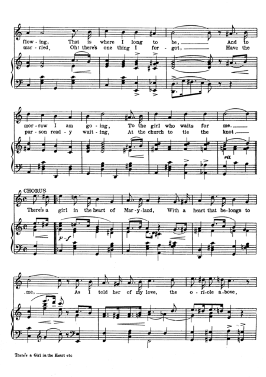There's A Girl In The Heart Of Maryland (With A Heart That Belongs To Me) Voice scores gallery preview page 3