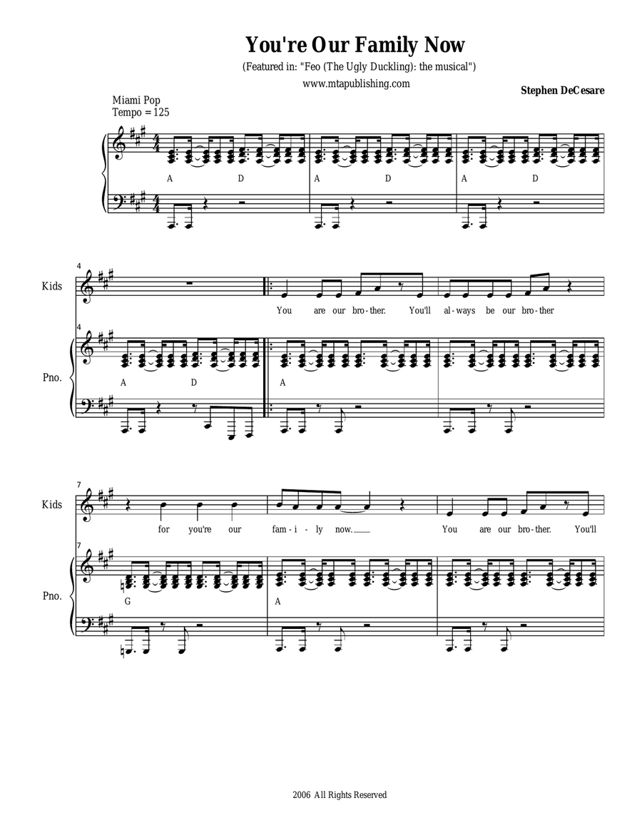 You're Our Family Now (Solo with Children's choir) Children's Choir scores gallery preview page 1