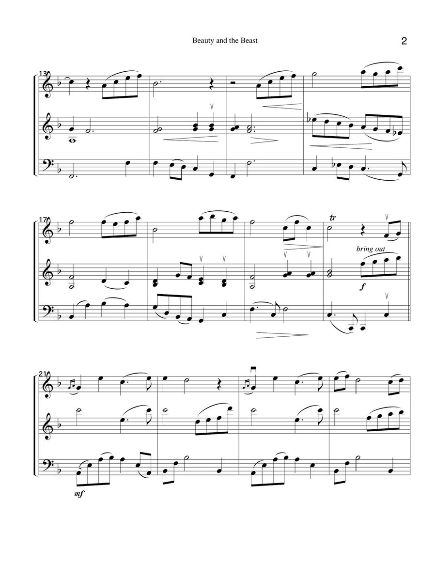 Beauty And The Beast Beauty And The Beast String Duet scores gallery preview page 3