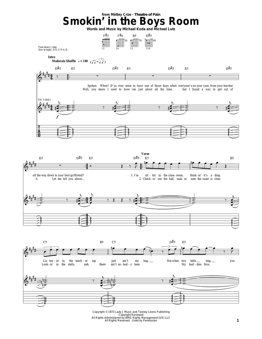 Smokin' In The Boys Room Acoustic Guitar scores gallery preview page 1