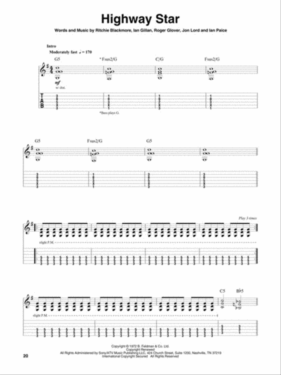 Deep Purple Guitar Tablature scores gallery preview page 5