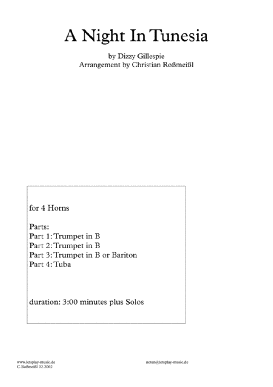 A Night In Tunisia Brass Ensemble scores gallery preview page 1