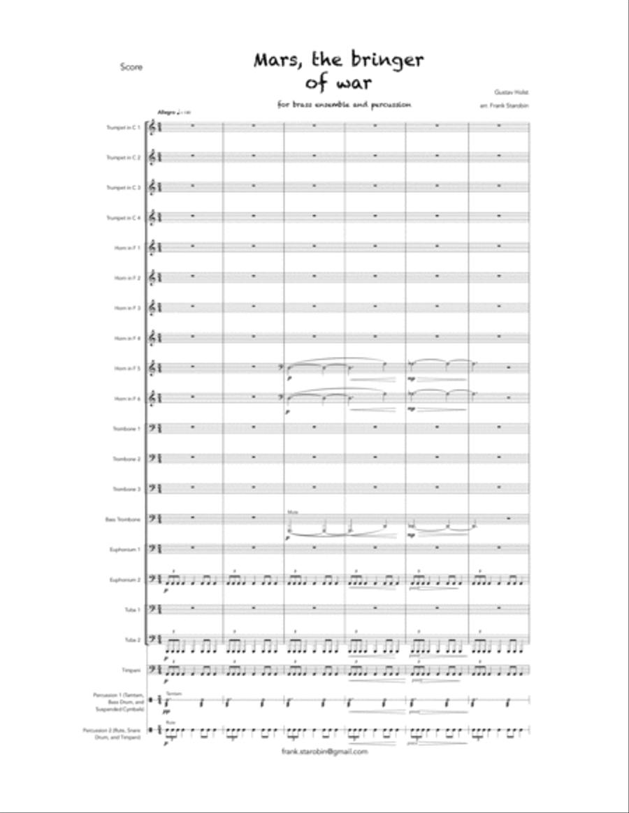 Mars, The Bringer of War - Brass Ensemble Brass Ensemble scores gallery preview page 3