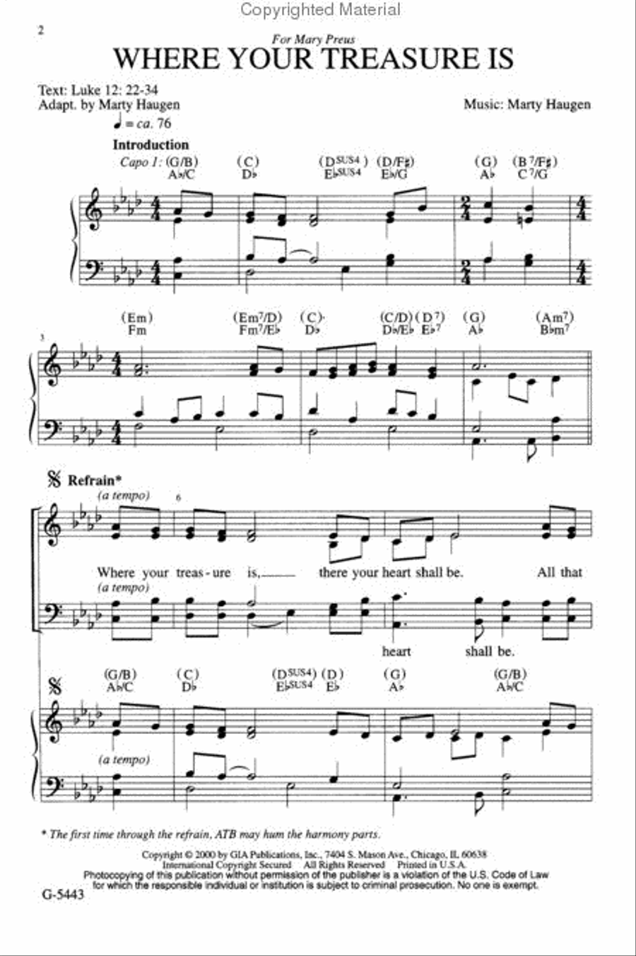 Where Your Treasure Is 4-Part scores gallery preview page 2