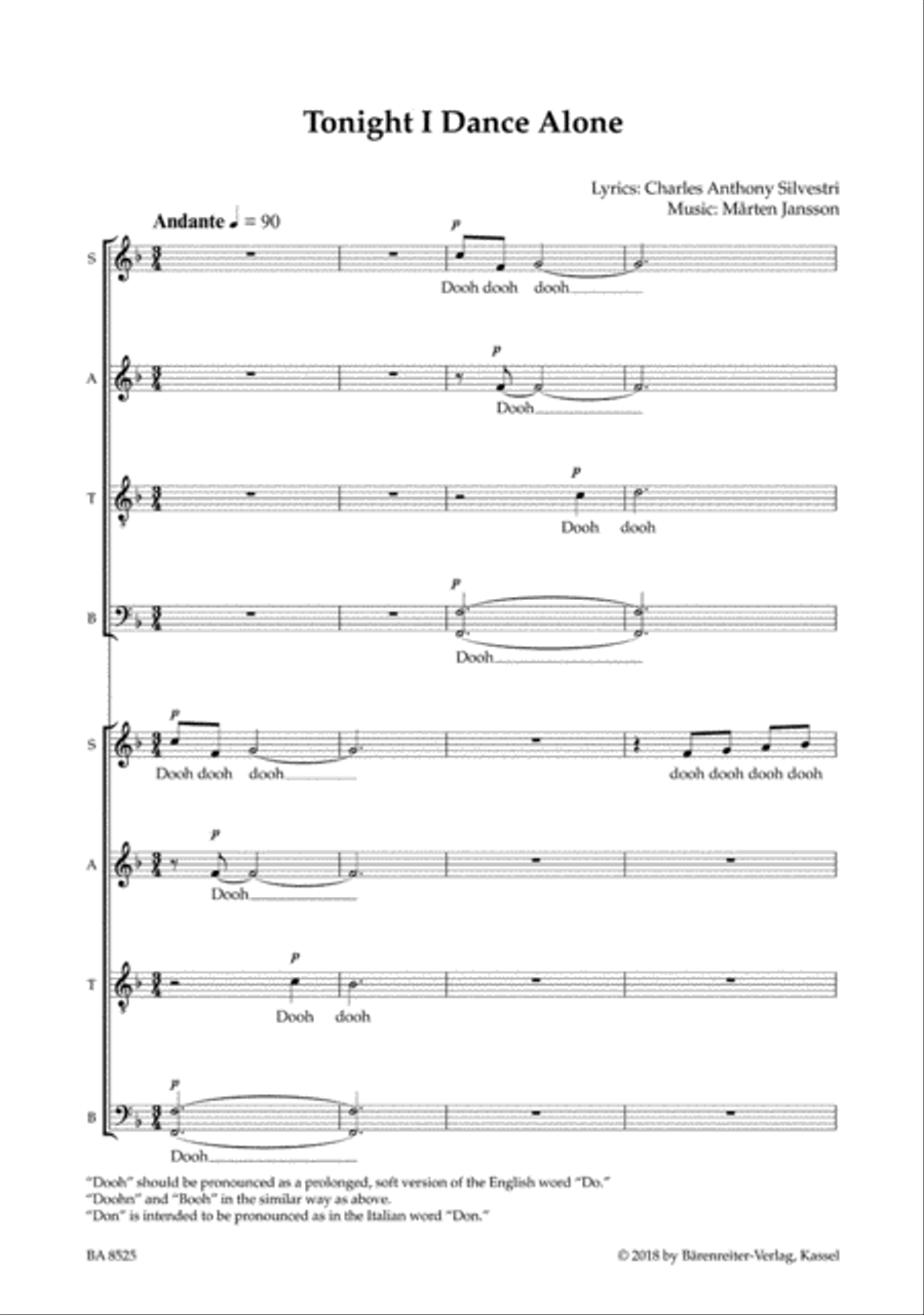 Tonight I Dance Alone 4-Part scores gallery preview page 2