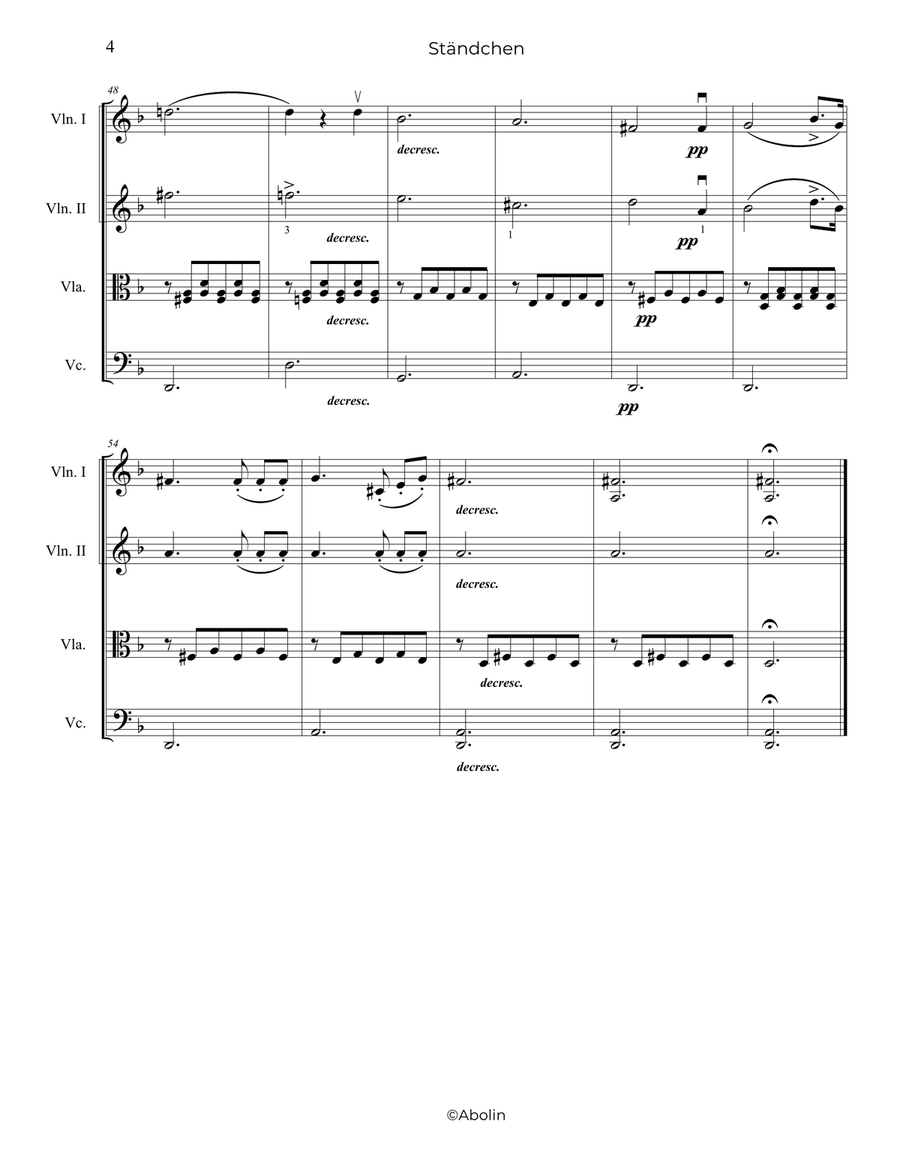 Schubert: Ständchen (Serenade) - String Quartet String Quartet scores gallery preview page 5