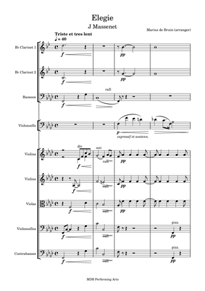 Elegy fro Massenet arranged for chamber orchestra and soloists