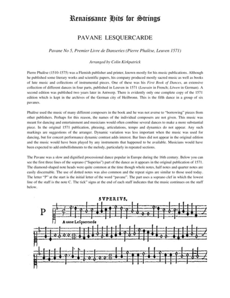 Pavane Lesquercarde, Pavane No 5, Premier Livre de Danseries (Pierre Phalèse, 1571) image number null