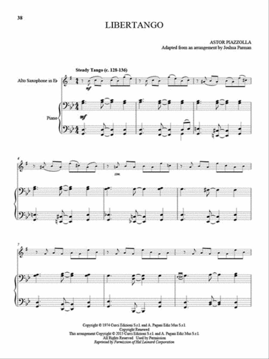 25 Piazzolla Tangos for Alto Saxophone and Piano Alto Saxophone scores gallery preview page 3