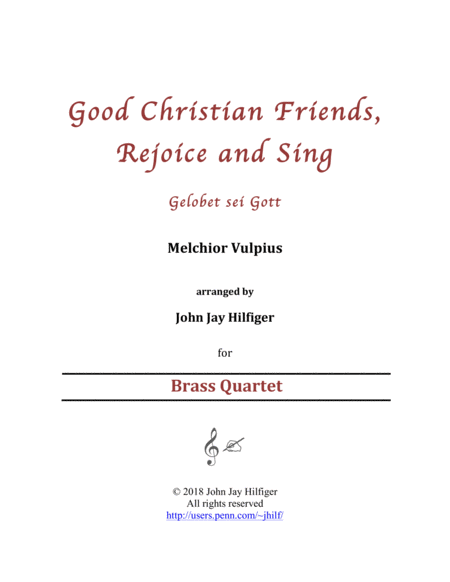 Good Christian Friends, Rejoice and Sing (Brass Quartet) image number null