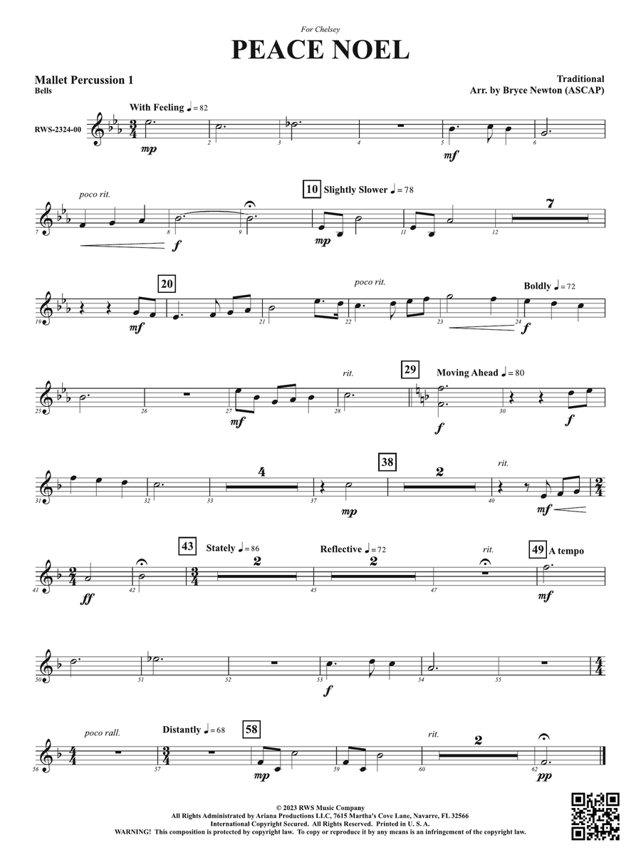 Peace Noel: 1st Mallet Percussion Percussion scores gallery preview page 1