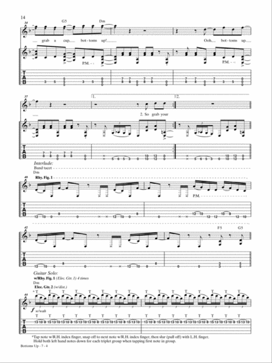 Bottoms Up Guitar Tablature scores gallery preview page 4