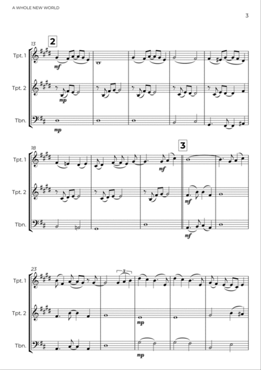 A Whole New World Brass Ensemble scores gallery preview page 3