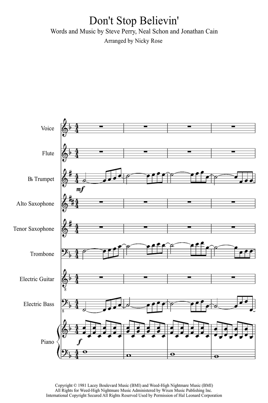 Don't Stop Believin' Large Ensemble scores gallery preview page 1