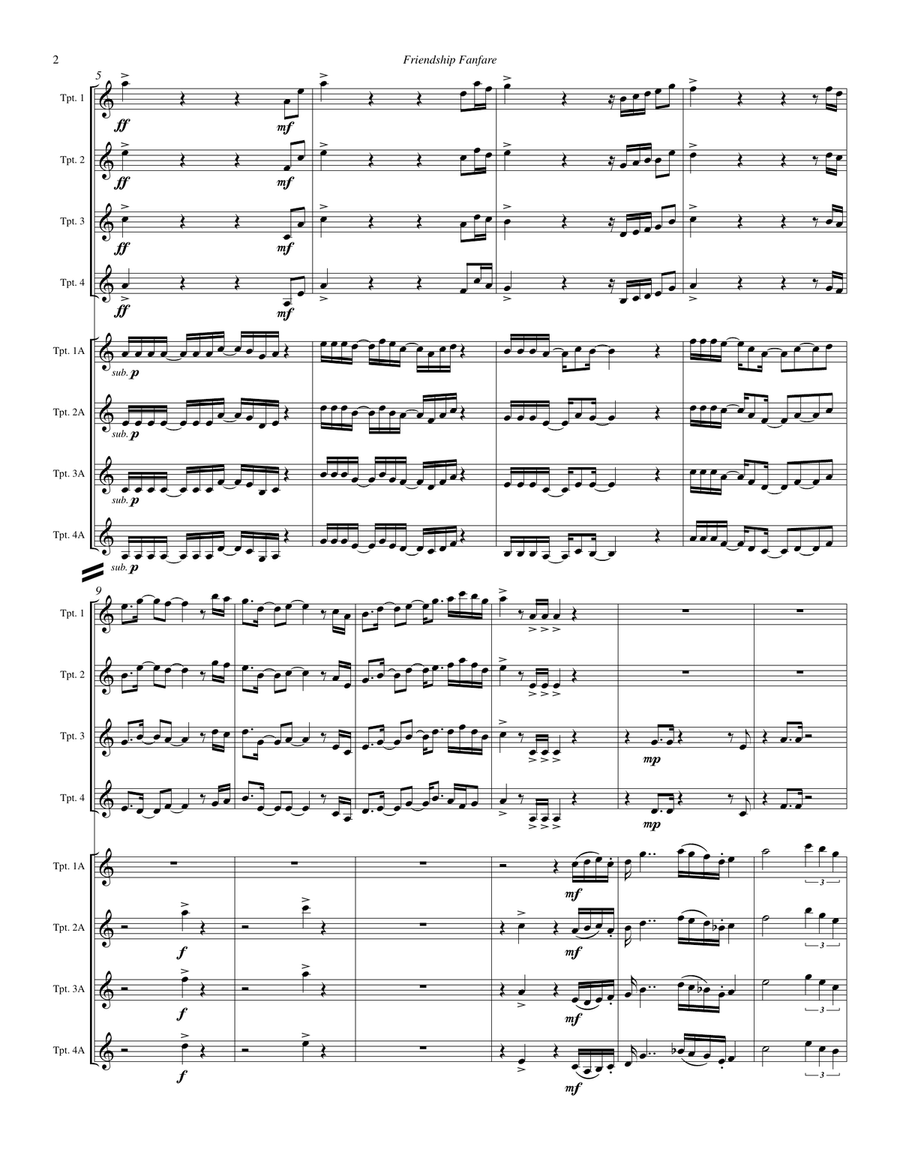 Friendship Fanfare for Trumpet Octet Large Ensemble scores gallery preview page 3