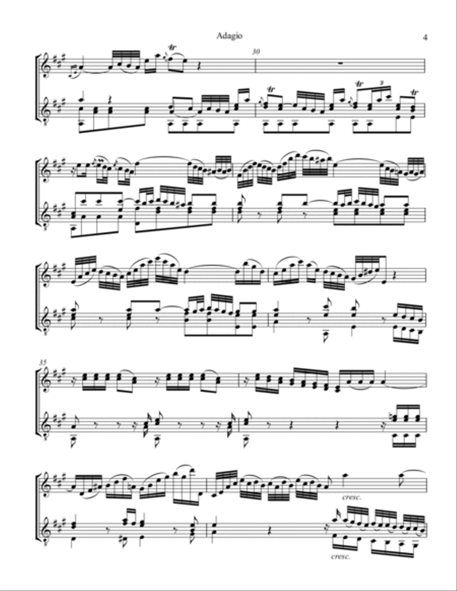 Adagio from String Quartet No. 8, Op. 2 No. 2 for violin and guitar Violin scores gallery preview page 5