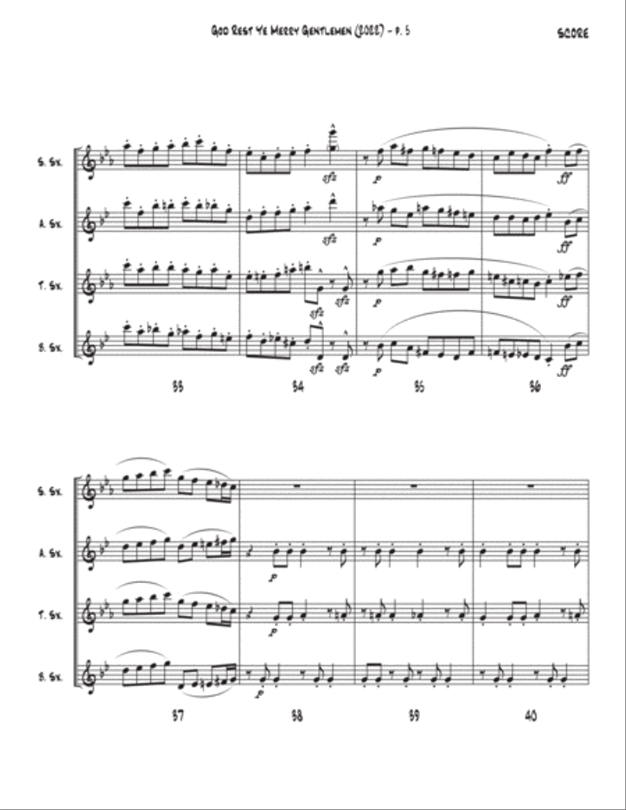 God Rest Ye Merry Gentlemen (2022) Saxophone Quartet scores gallery preview page 5