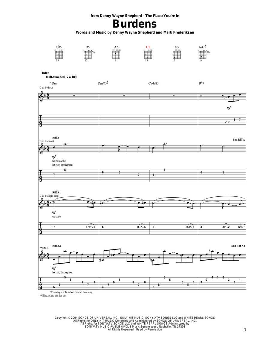 Burdens Acoustic Guitar scores gallery preview page 1