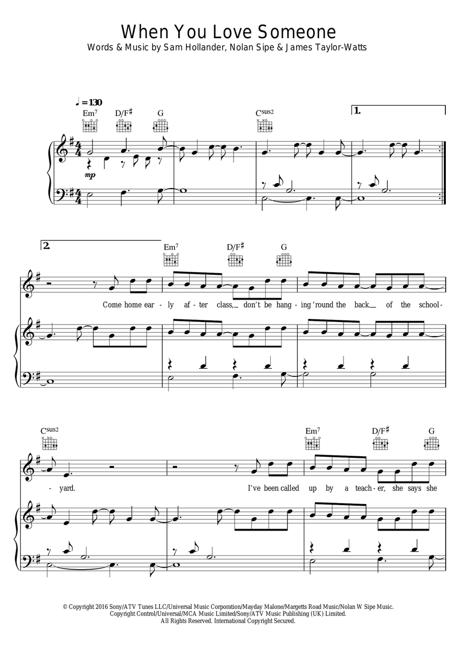 When You Love Someone When You Love Someone Piano, Vocal scores gallery preview page 1