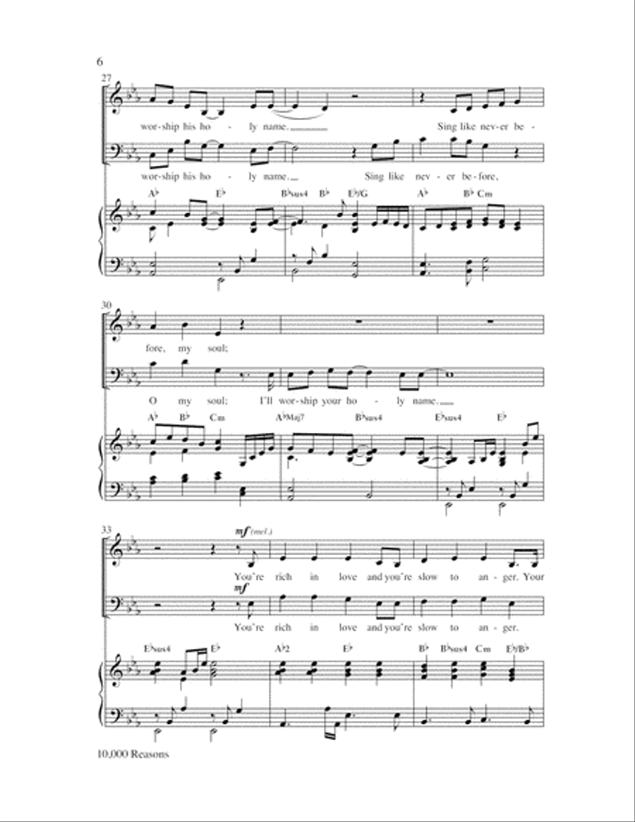 10,000 Reasons (Bless the Lord) 4-Part scores gallery preview page 6