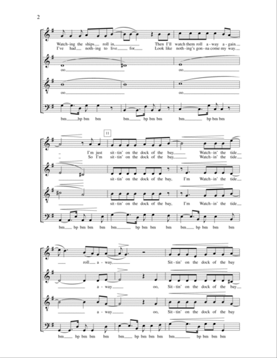(Sittin' On) The Dock of the Bay 4-Part scores gallery preview page 2