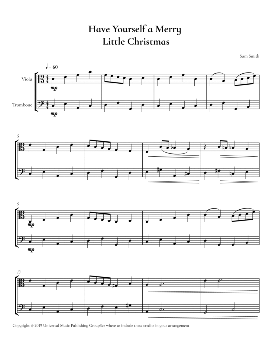 Have Yourself A Merry Little Christmas Score and Parts scores gallery preview page 1