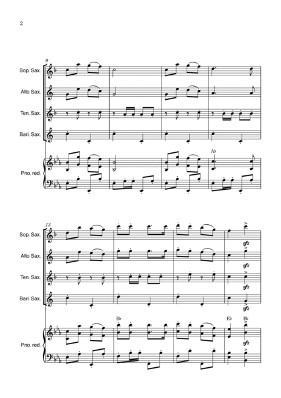 Jingle Bells Saxophone Quartet scores gallery preview page 2