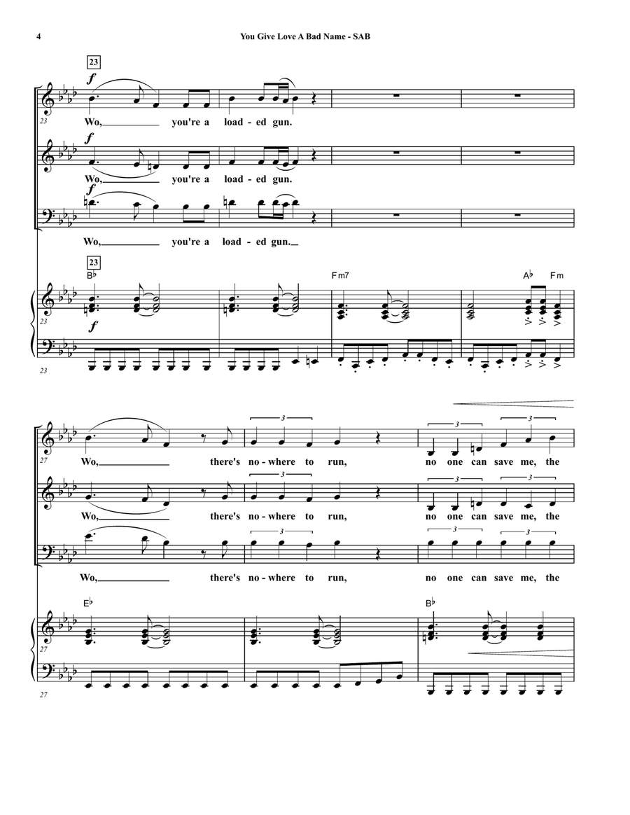 You Give Love A Bad Name 3-Part scores gallery preview page 4