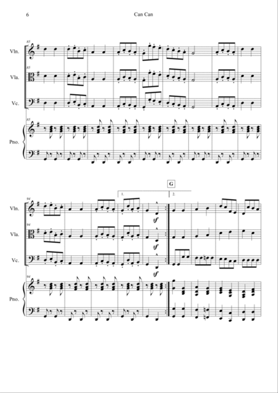 Can Can (from Orpheus in the Underworld) Piano Quartet scores gallery preview page 6