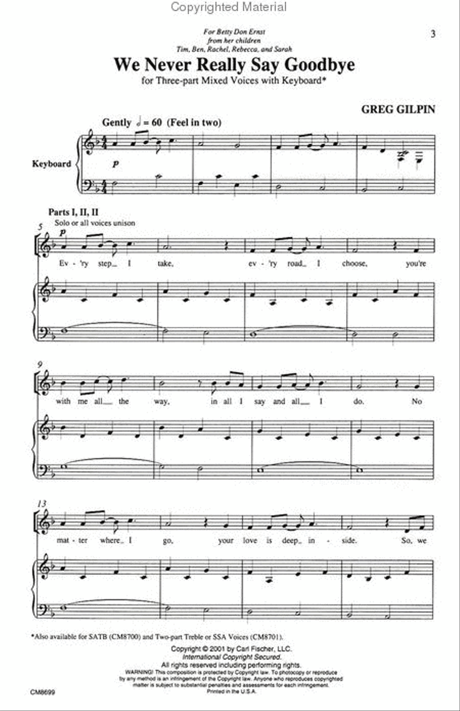 We Never Really Say Goodbye 3-Part scores gallery preview page 2