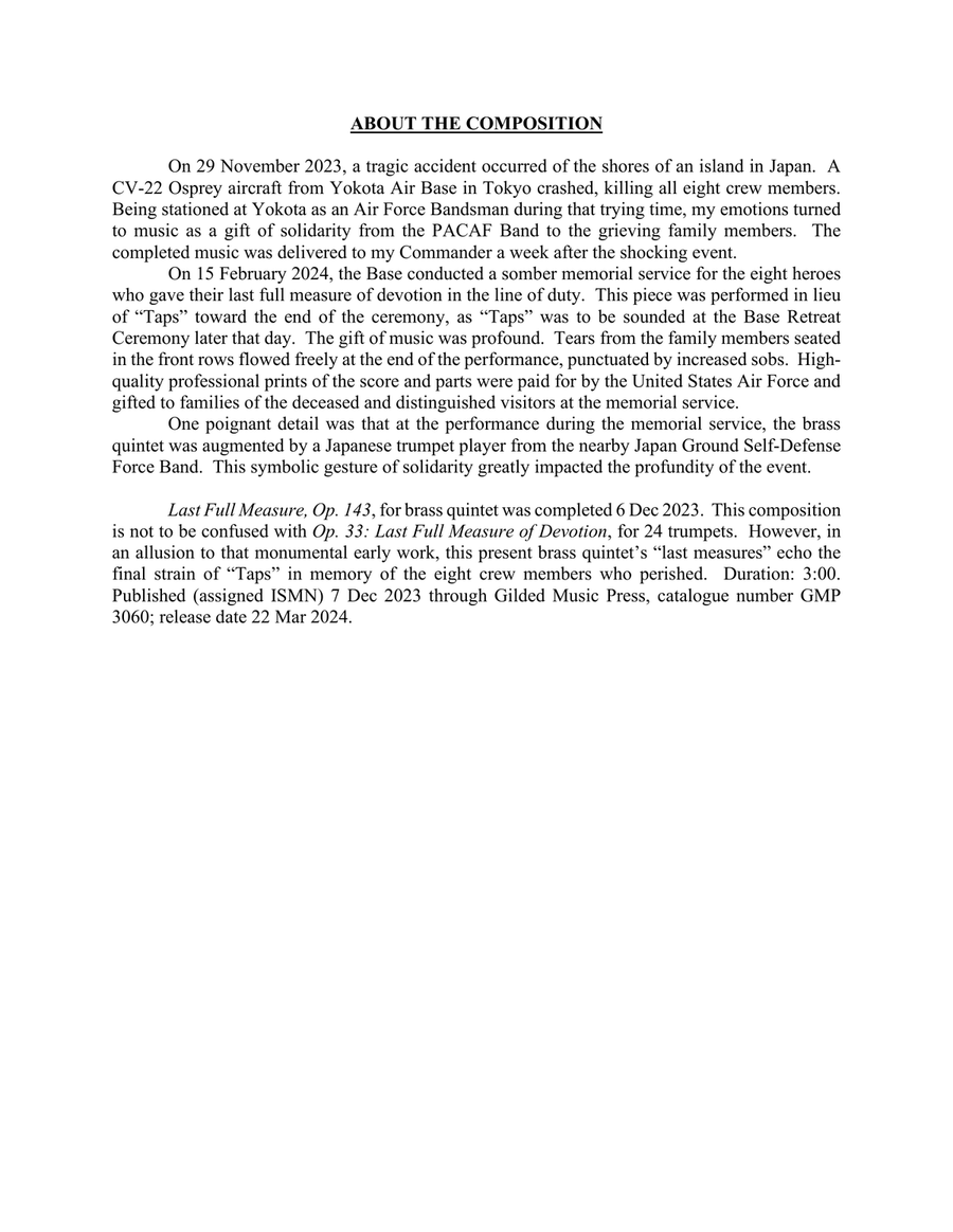 Last Full Measure, Op. 143 (Brass Quintet & Percussion) Brass Quintet scores gallery preview page 5