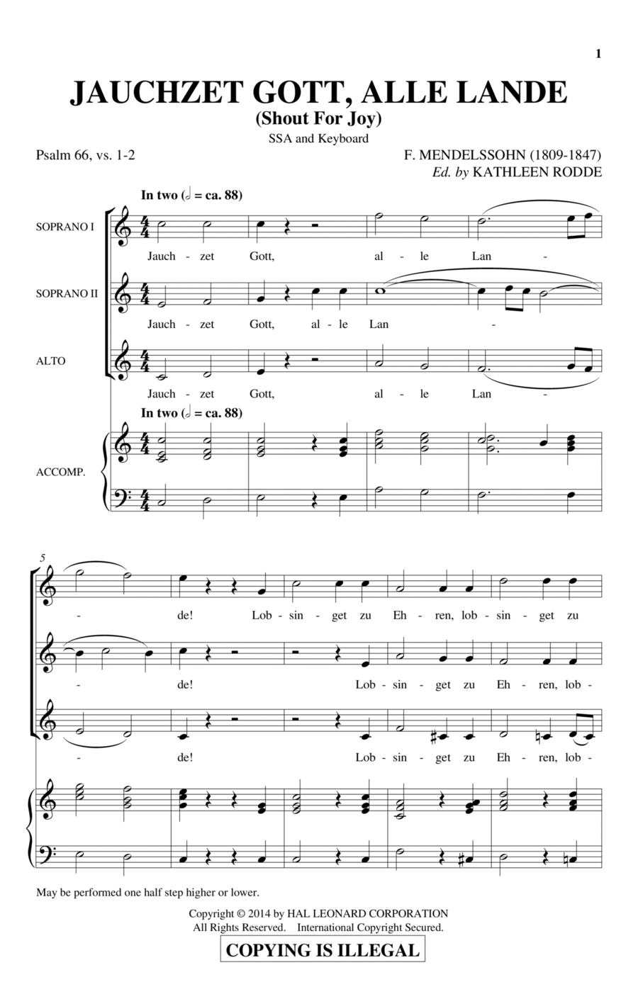 Jauchzet Gott, Alle Lande SSA scores gallery preview page 1