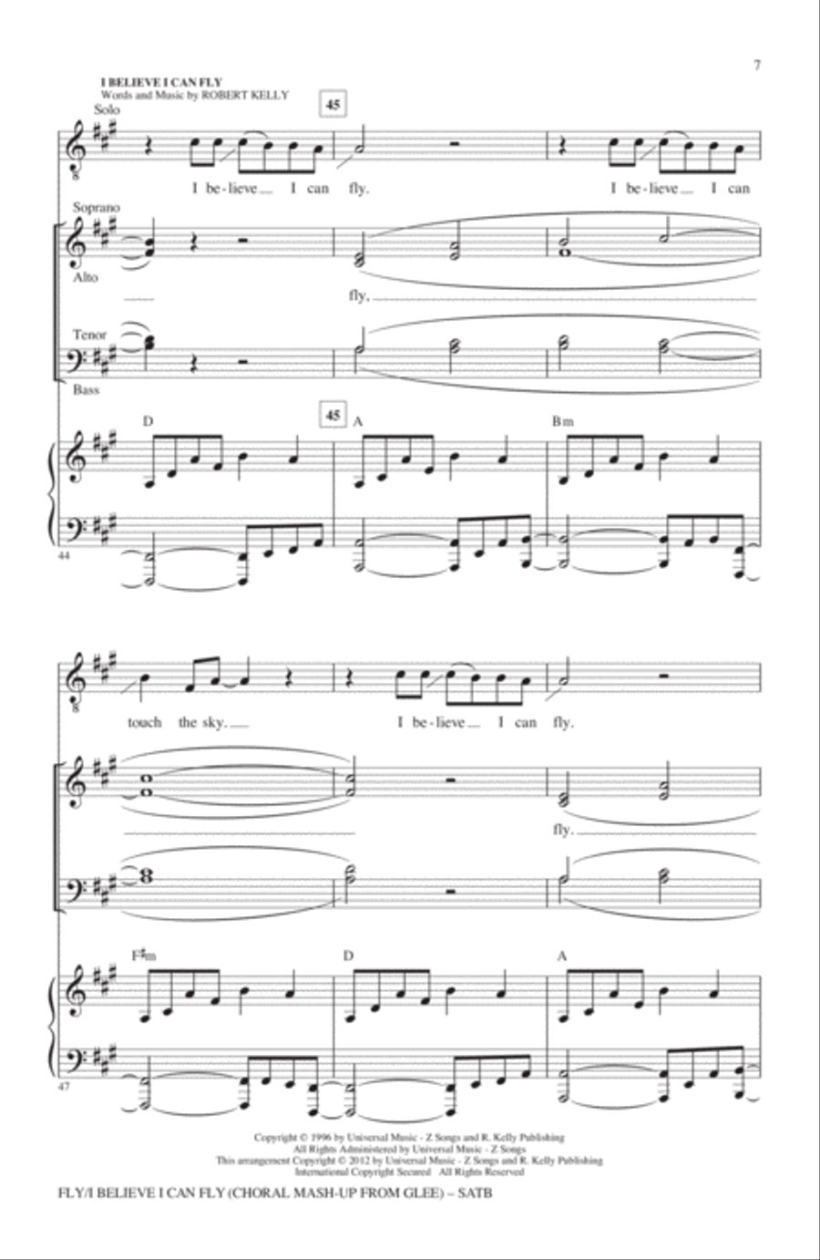Fly / I Believe I Can Fly (Choral Mash-up from Glee) (ed. Mark Brymer) 4-Part scores gallery preview page 6