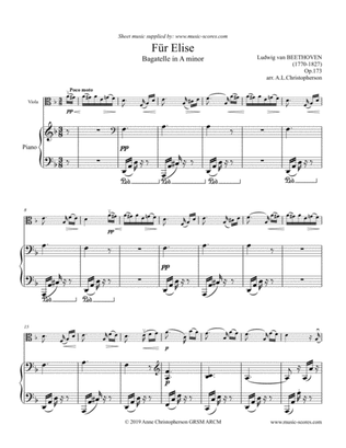 Fur Elise - Viola and Piano