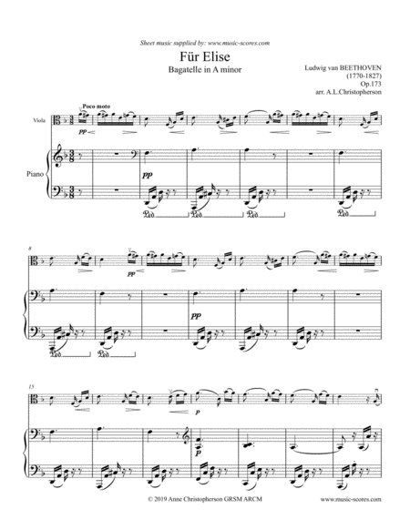Fur Elise - Viola and Piano image number null